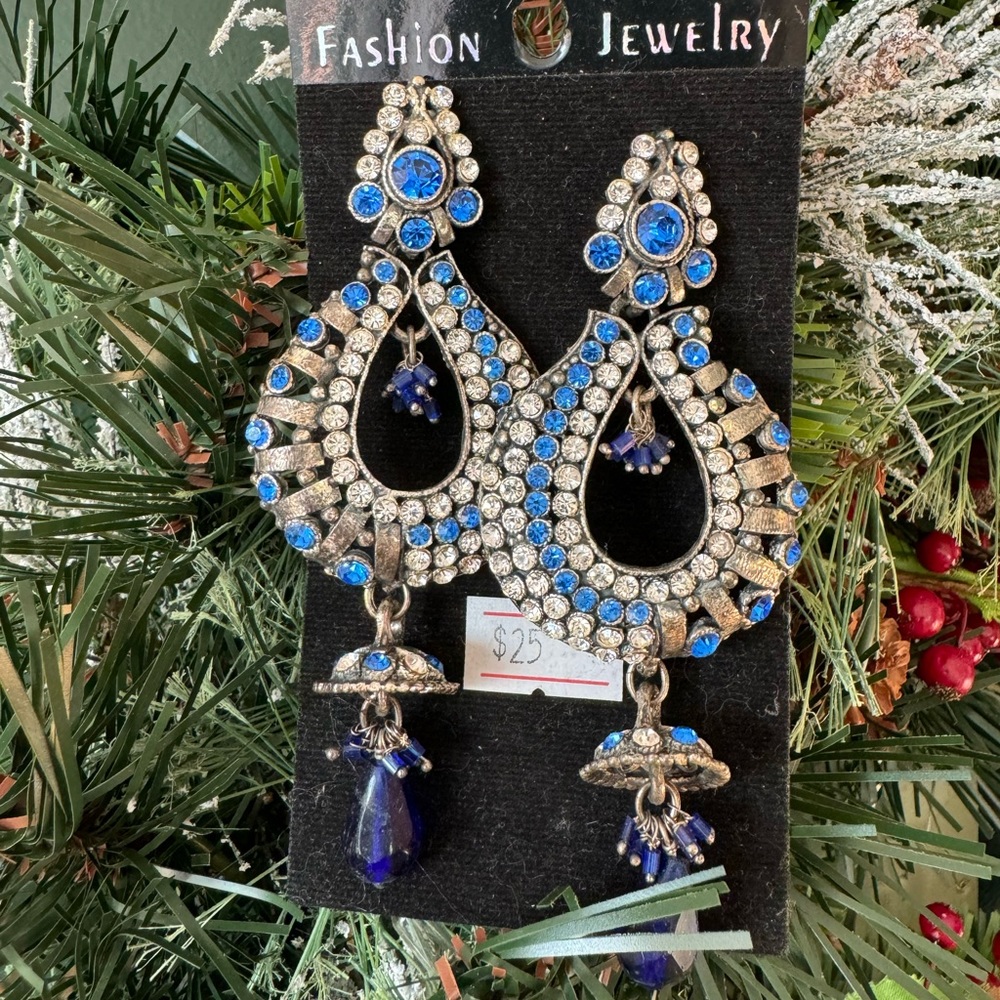 Blue and silver earrings